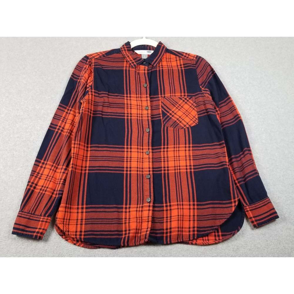 Old Navy Button Up Shirt Women's Small Multicolor Plaid Lightweight Flannel Fall